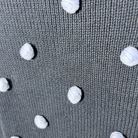 Talbots Petite Womens Navy Baubles Pom‎ Pom Polka Dot Cotton Blend Sweater Small - Picture 3 of 12